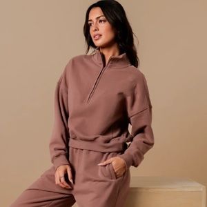 On Your Way OTG Half-Zip Sweatshirt - Dusty Mauve